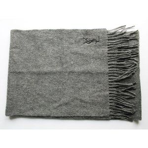 Yves Saint Laurent Pour Homme Motif Scarf Wool Men's Grey